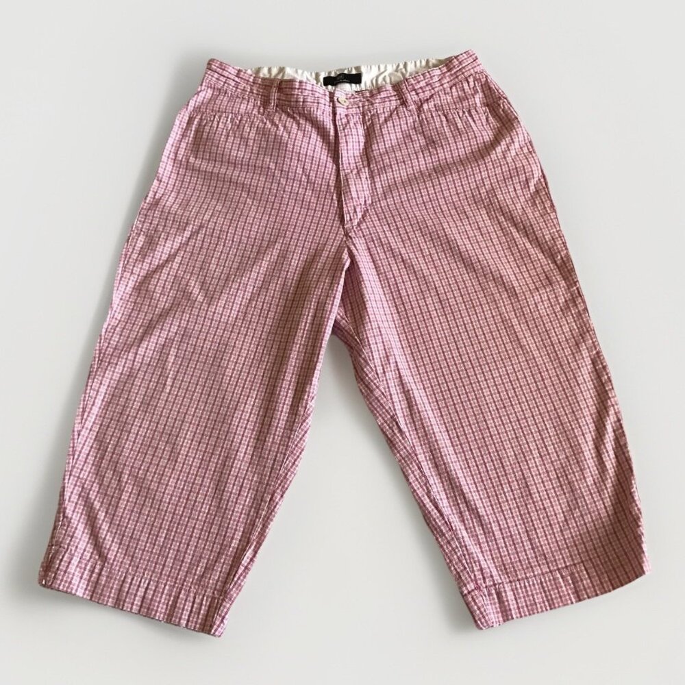 Lee Khakis Pink‎ Gingham Capri Pants Womens Petites Size 14P Plaid Check